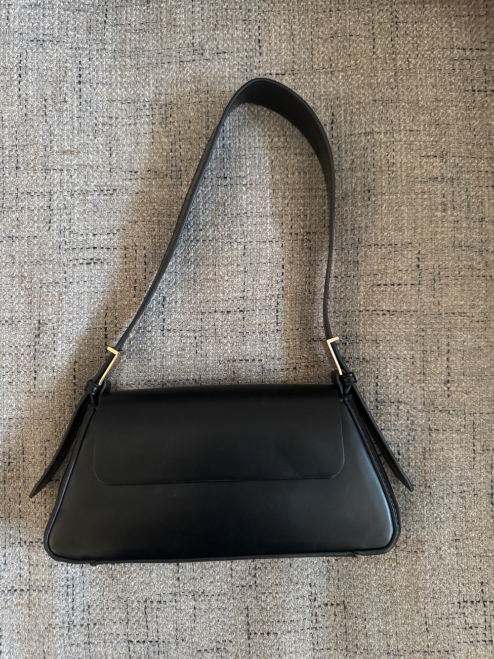 Zara Black Faux Leather Shoulder Bag - Minimalist Women's Bag